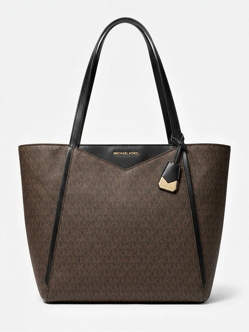 Michael Kors Voyager Large Printed Signature Logo Tote Bag Brown & Black